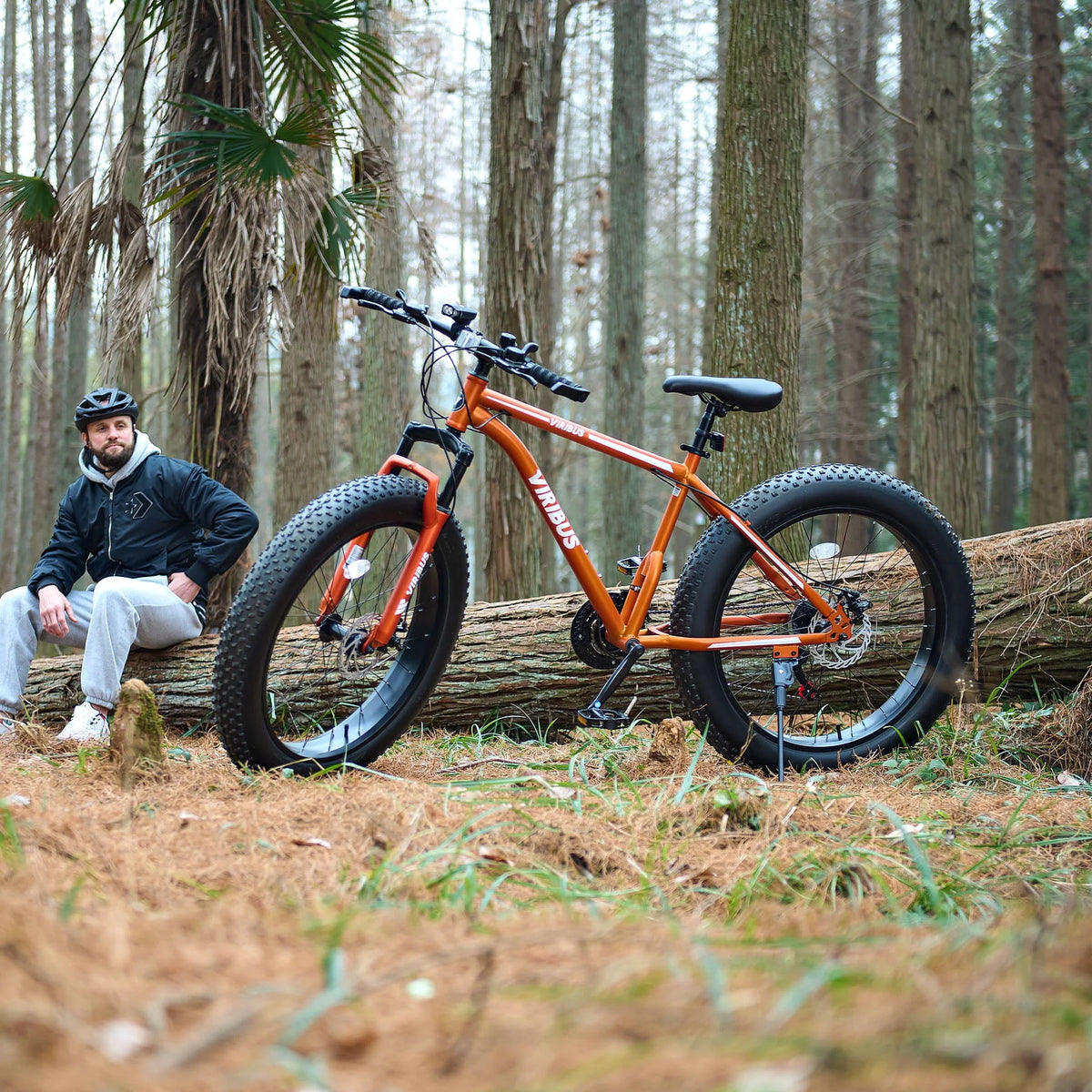 26 Fat Tire Mountain Bike with Front Suspension 21 Speeds Disc Brakes Orange S37064