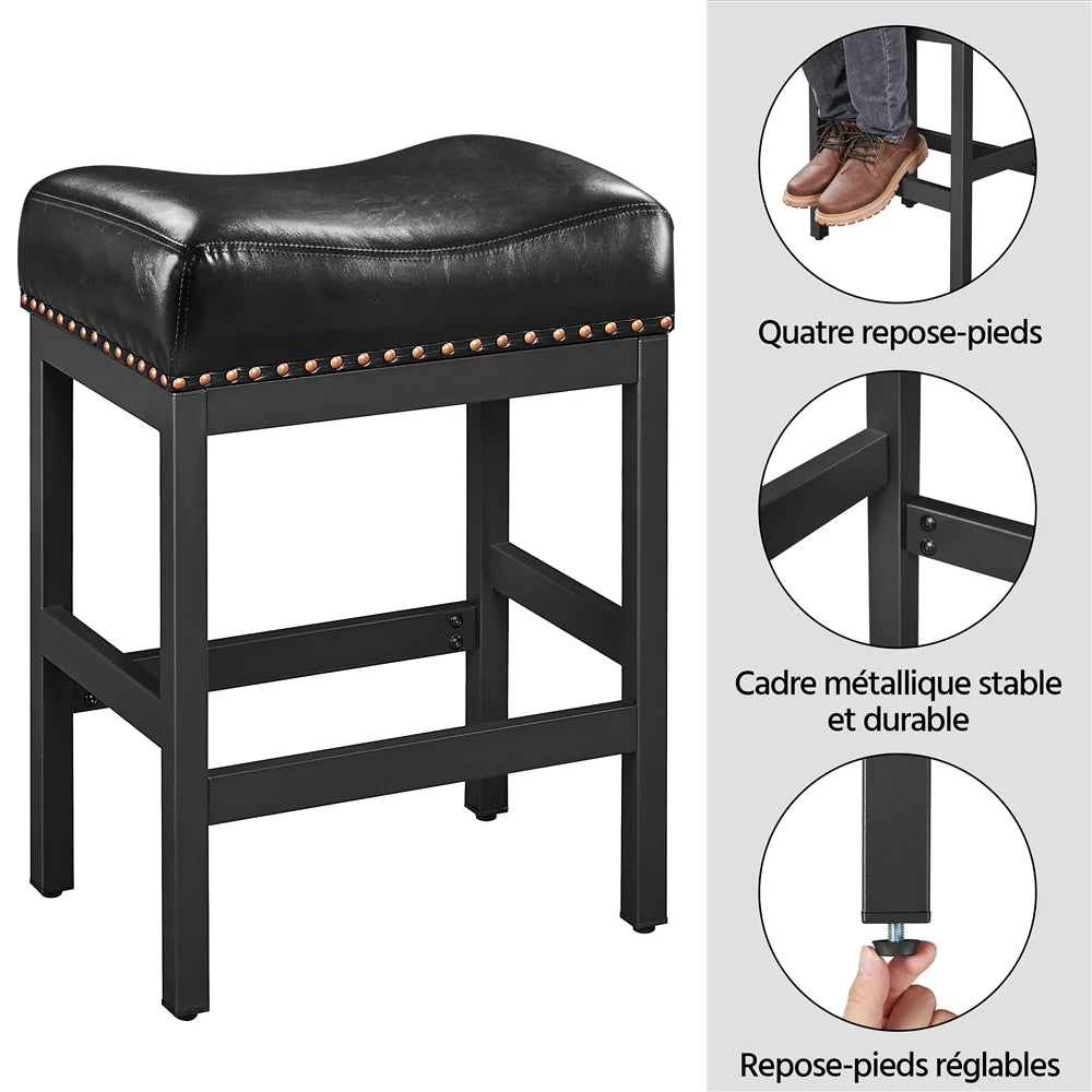 Set of 2 Black Faux Leather Bar Stools E52348