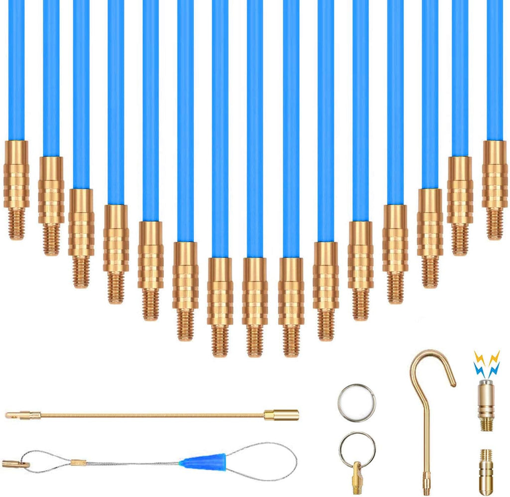 Blue Fiberglass Fish Tape with Hook And Hole In Transparent Tube G13117