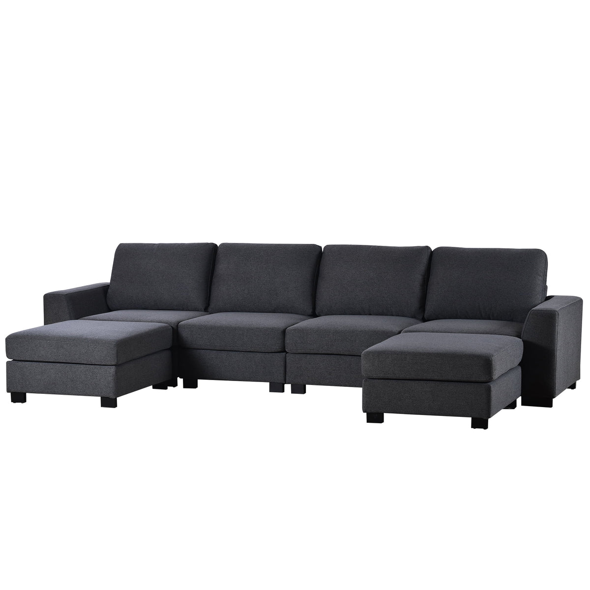 Gray U Shaped 6 Seater Sectional Sofa with Ottomans T311