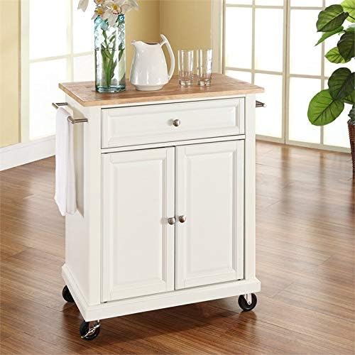 White Wood Top Kitchen Cart Z56442