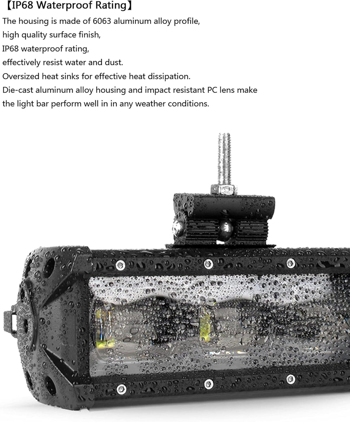 Off Road LED Light Bar 14 Inch 60W Single Row Flood Beam Waterproof P673