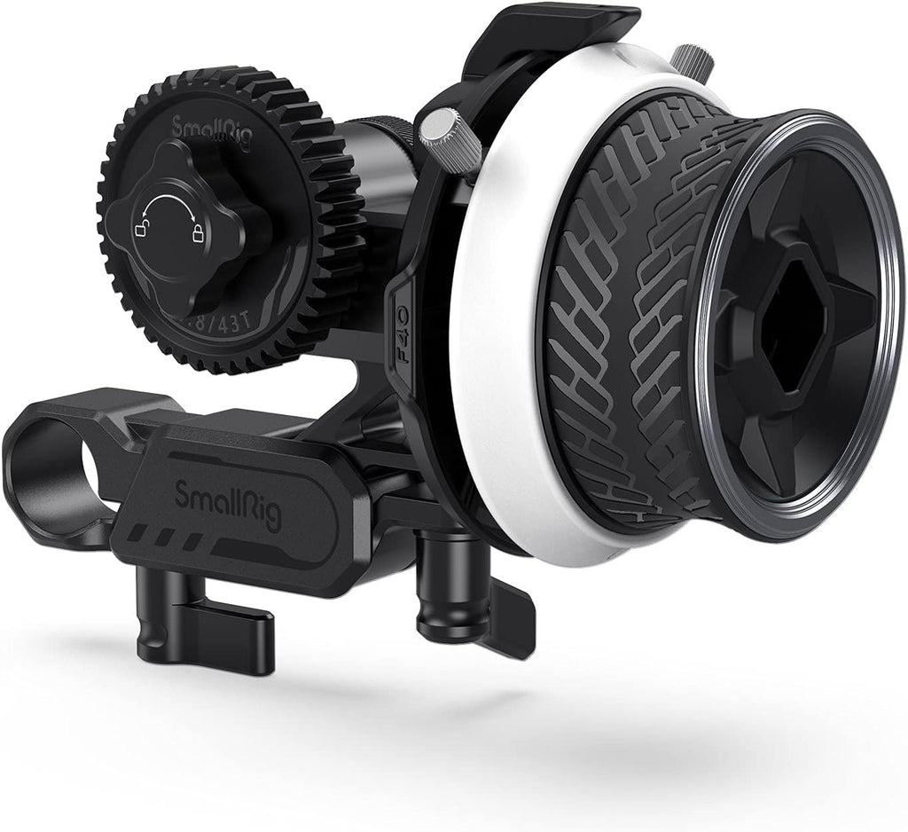 Mini Follow Focus with A/B Stops and 15mm Rod Clamp and Snap-on Gear Ring Belt C430