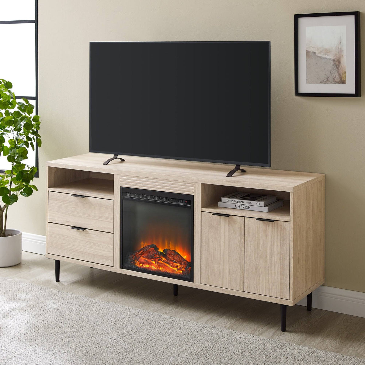 Slate Grey Fireplace TV Console V63400