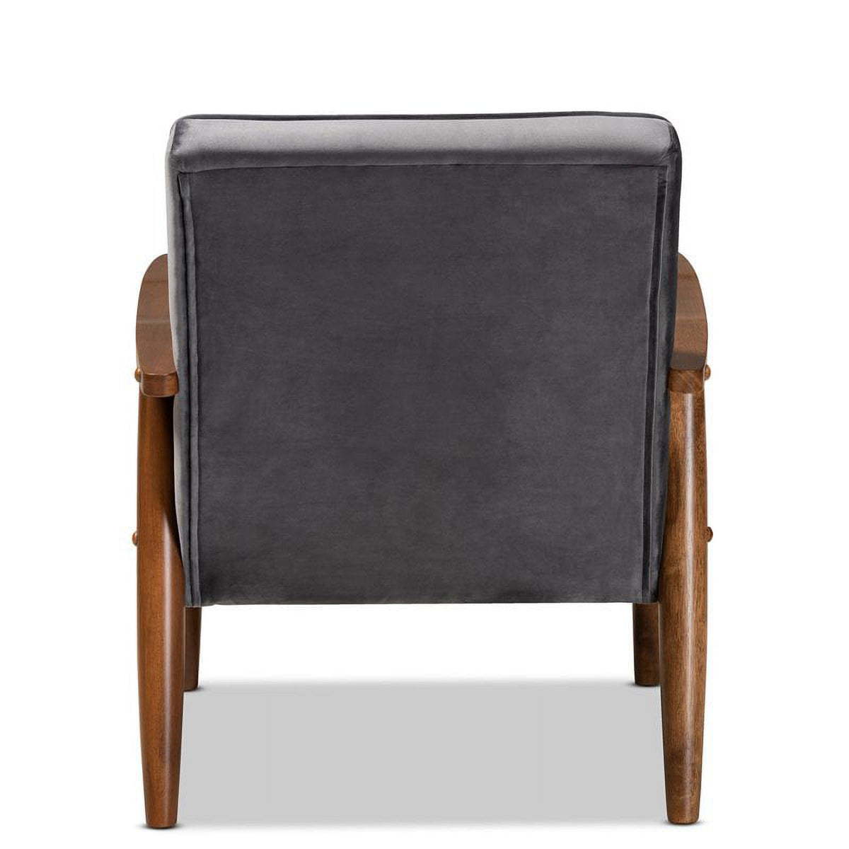 Grey Velvet Upholstered Wood Lounge Chair C1203