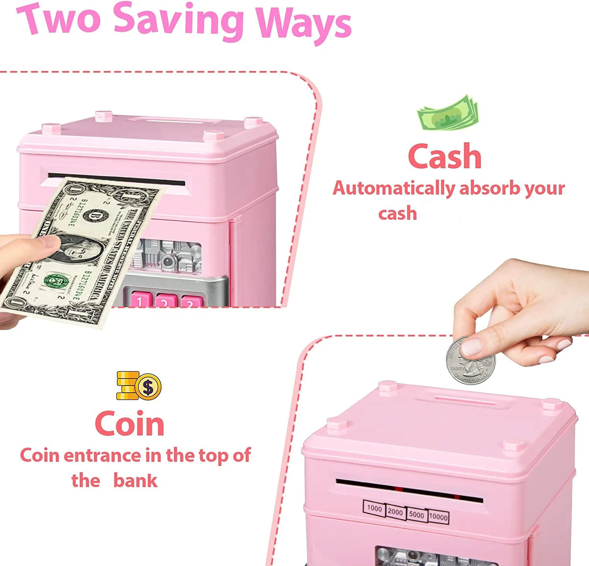 Piggy Money Bank for Kids, Pink I246