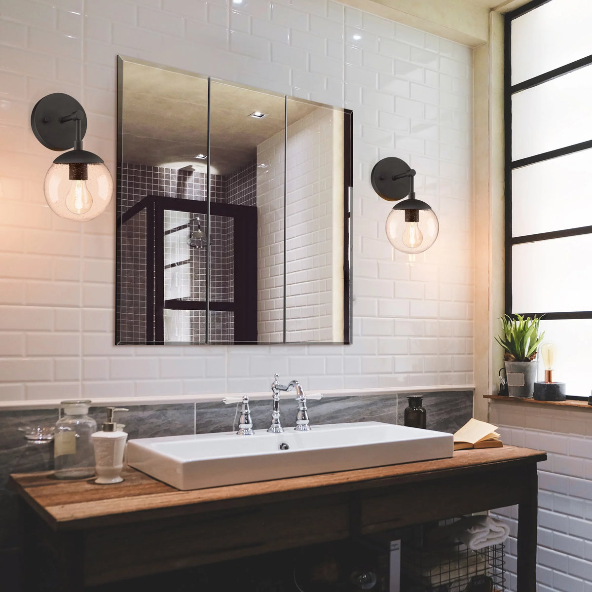 24.5-Inch Mirrored Bathroom Wall Cabinet C94675