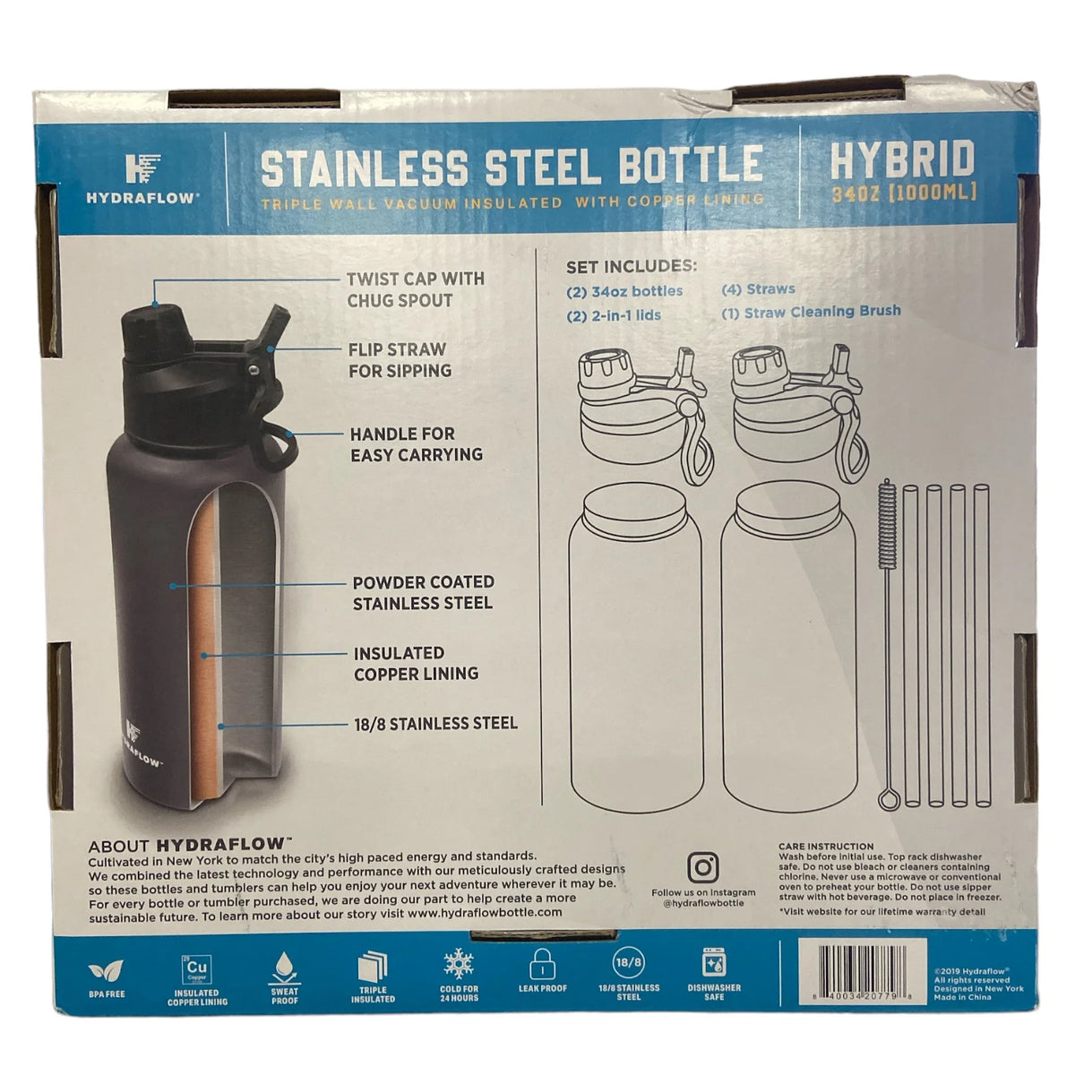 Blue/Pink 34-oz Stainless Steel Insulated Bottles P337902