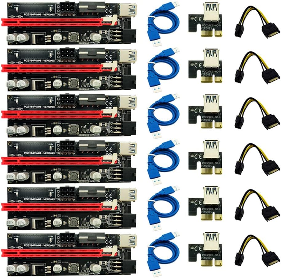 6Pcs PCI-E GPU USB 3.0 PCIe Riser Card Sata 15Pin to 6 Pin Power Cable Pack of 2 G287