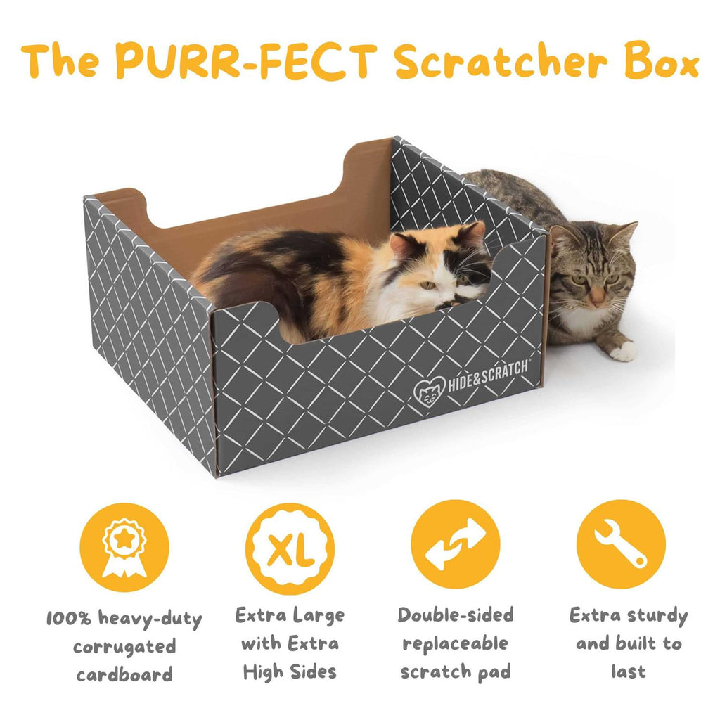 Extra-Large Heavy Duty Cardboard Cat Scratcher and Lounger Box with Refillable Scratch Pad S54035