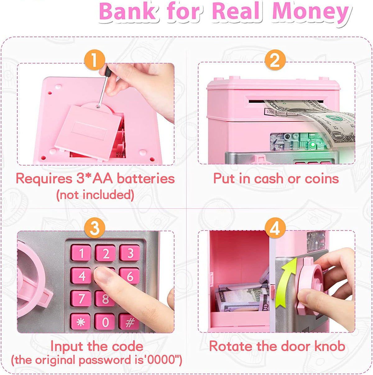 Piggy Money Bank for Kids, Pink I246
