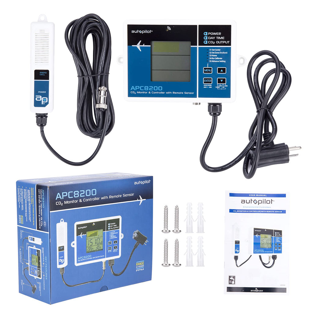 Hydroponics CO2 Monitor and Controller with 15-Inch Remote Sensor L8217
