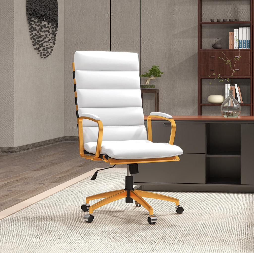 High Back Executive Office Chair with Armrest Adjustable Swivel Chair in Vegan Leather Z139218