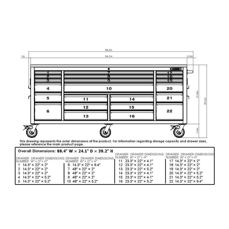 84 in. Heavy Duty Matte Black Mobile Workbench Tool Chest with Stainless Steel Work Top Z434