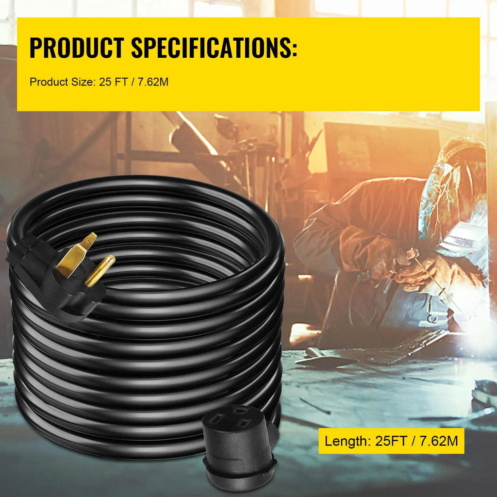 Welding Extension Cord 25ft 50AMP 8/3 Heavy Duty 8AWG 250V W96222