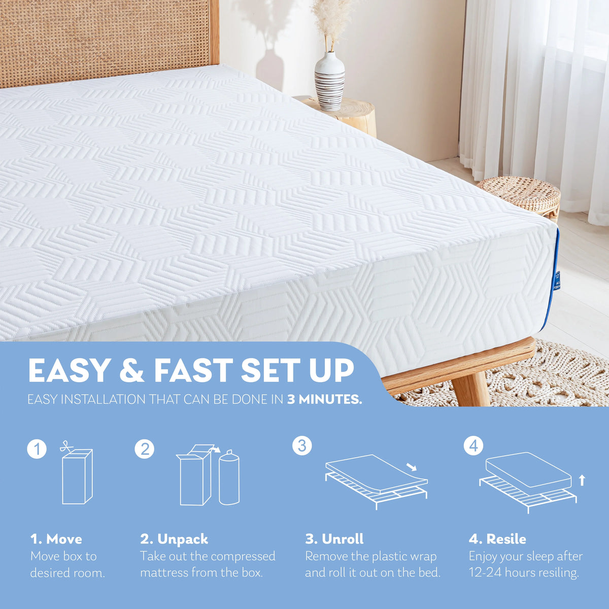 8 inch Green Tea Gel Infused Memory Foam Mattress, Twin M658