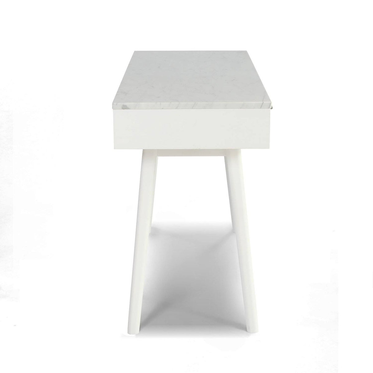 Rectangular Italian Carrara White Marble Writing Desk with Black Legs Z501