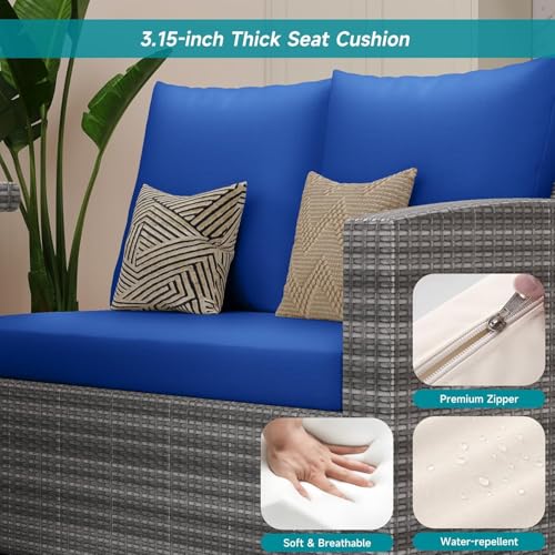 7 Piece Outdoor Patio Furniture Set with Plastic Wooden Table Q34327