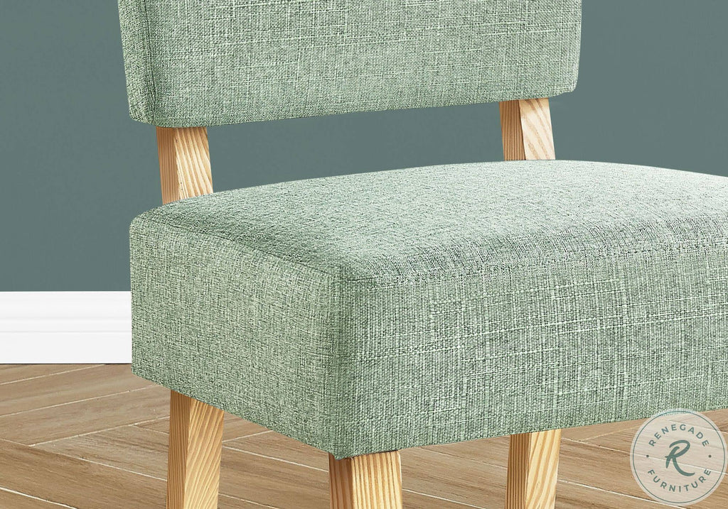 Light Green Fabric Accent Chair with Natural Wood Legs W5701