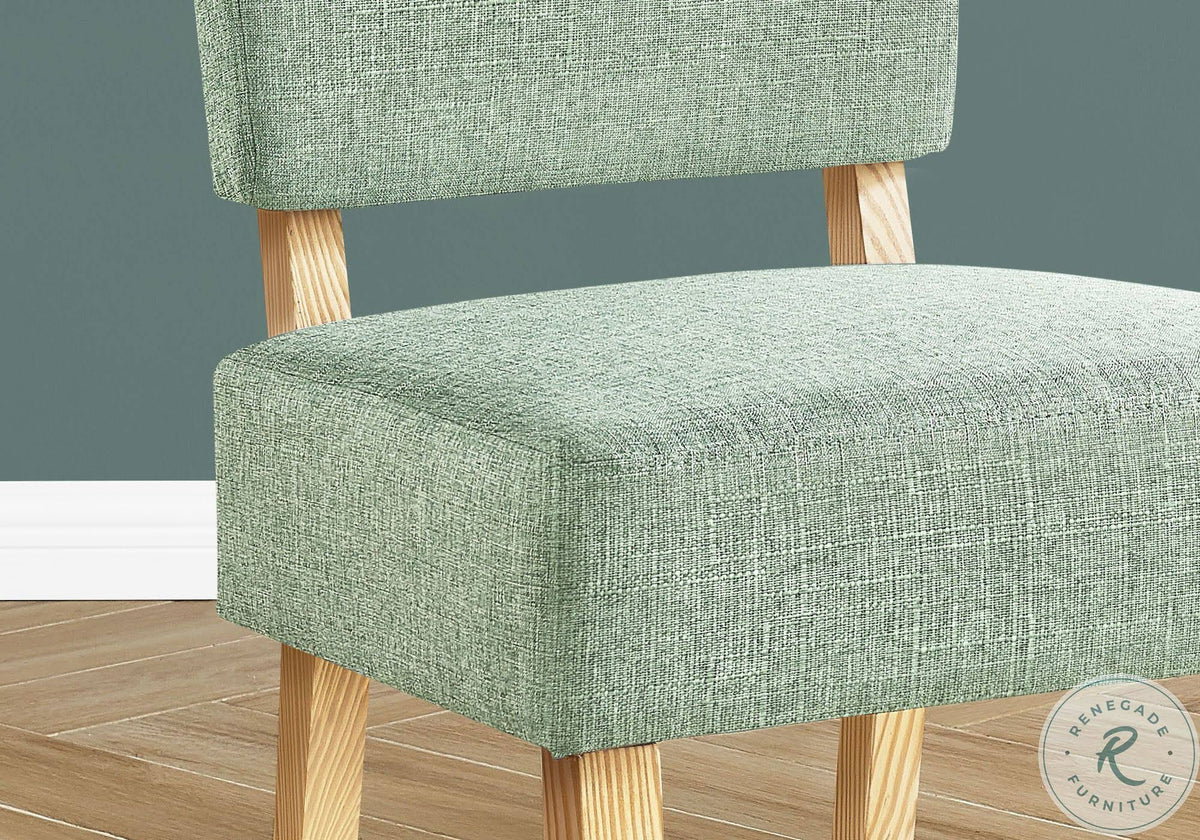 Light Green Fabric Accent Chair with Natural Wood Legs W5701