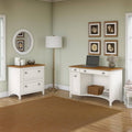 Antique White Computer Desk with 2-Drawer Lateral File Cabinet B105