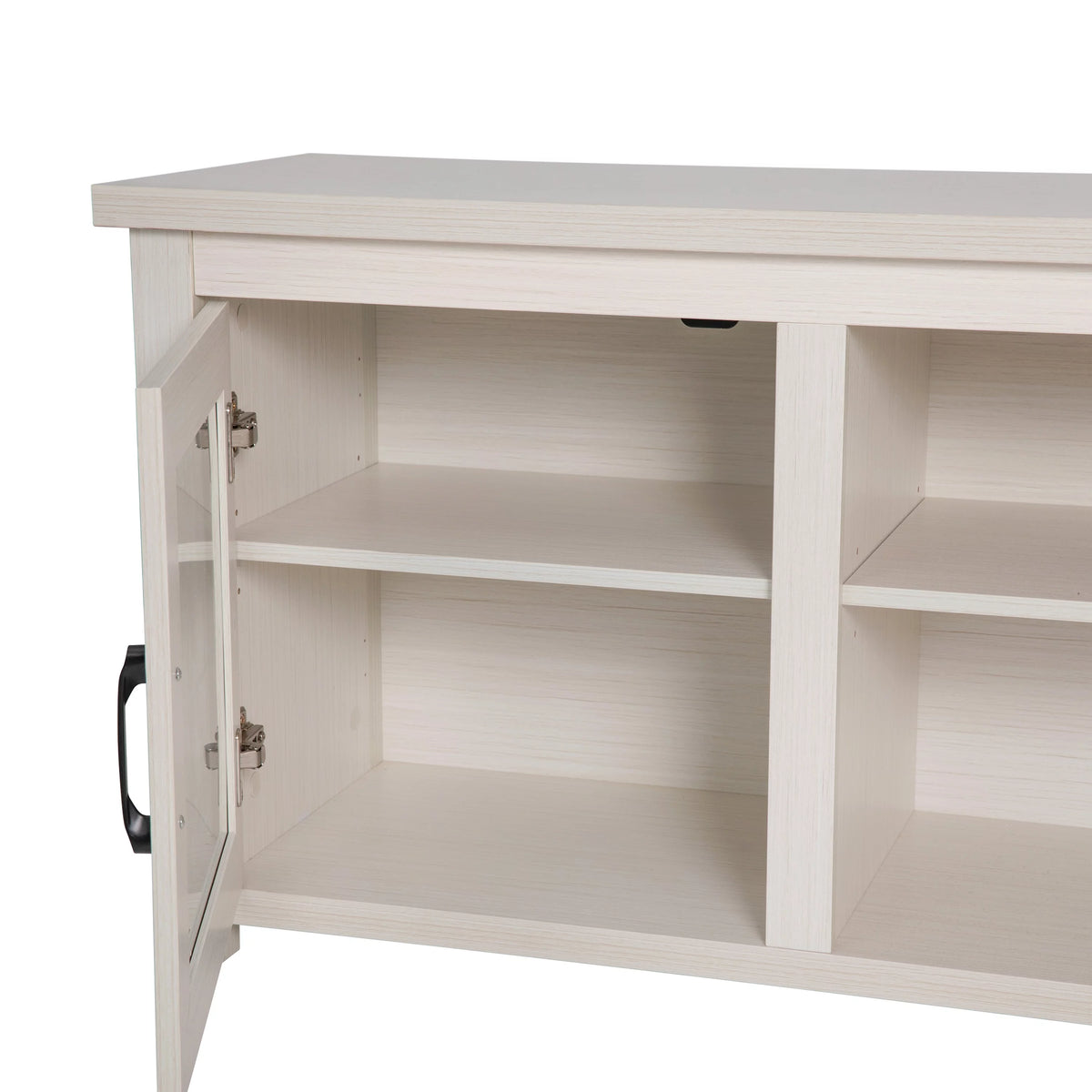 White Wash TV Stand with Glass Doors and Adjustable Shelves B33811