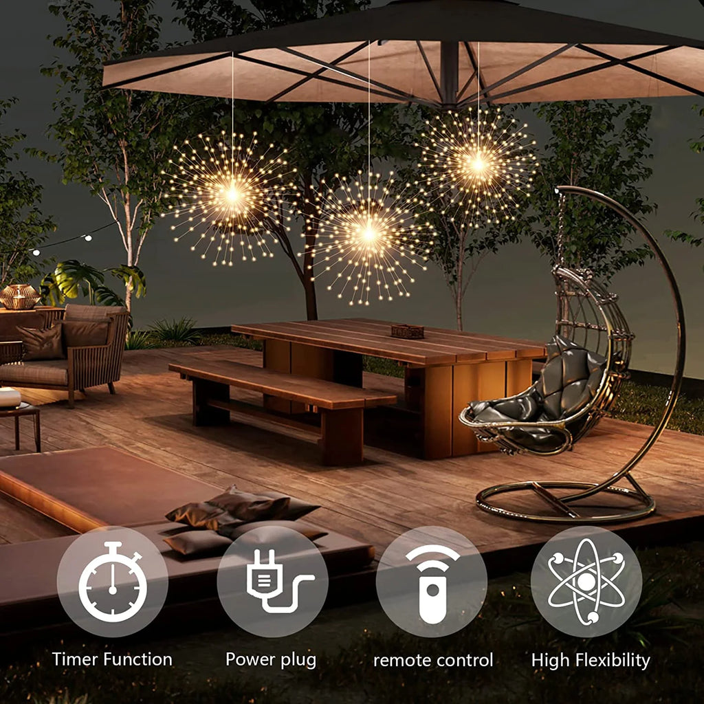 3 Pack 600 LED Plug-in Starburst Lights, Warm White O895