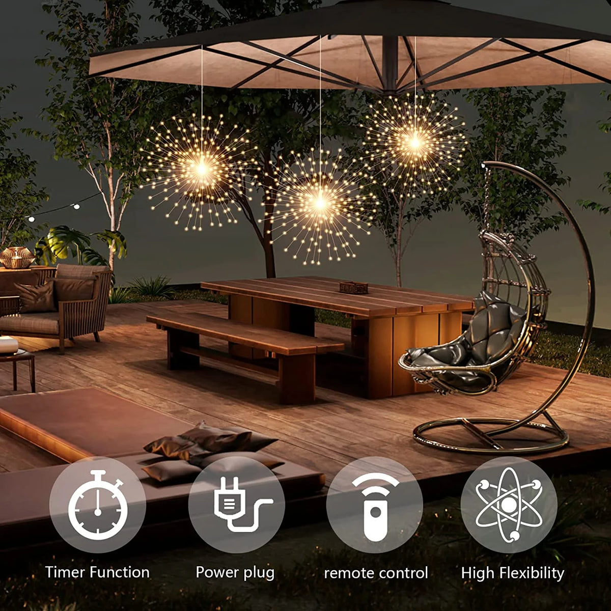 3 Pack 600 LED Plug-in Starburst Lights, Warm White O895