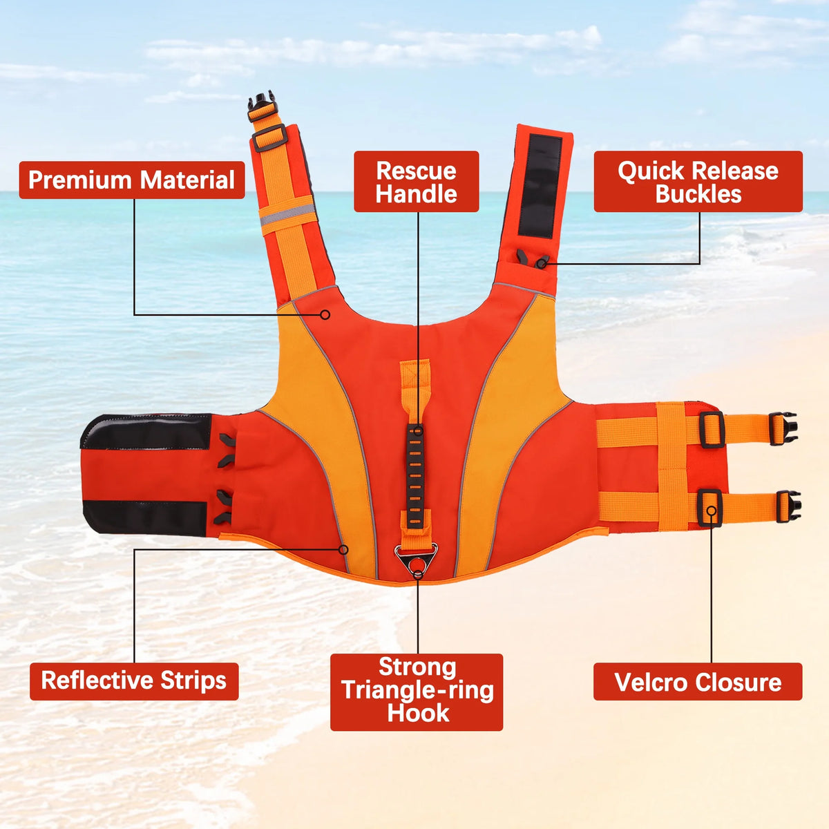 Dog Life Jacket with Reflective Stripes P900