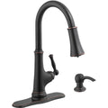 Touchless LED Single-Handle Pull-Down Kitchen Faucet with Soap Dispenser in Bronze B327817