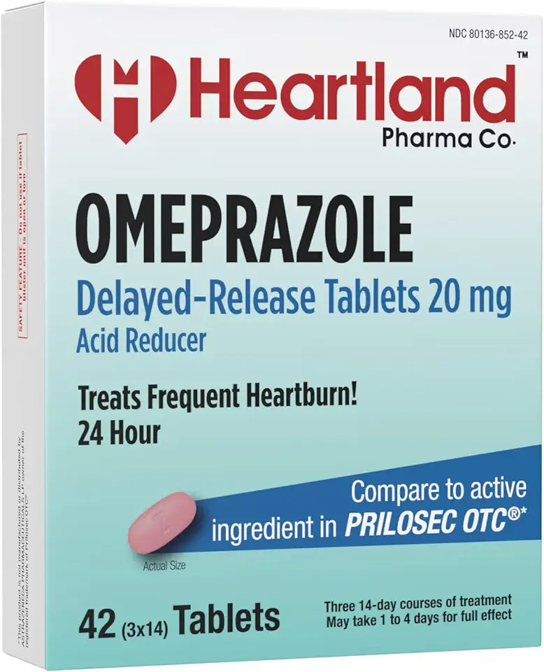 Omeprazole 20mg Delayed Release Acid Reducer Tablet 42 Count 5-Pack Q491158