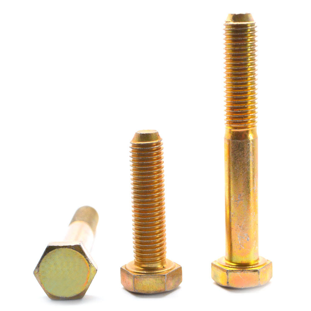 3/8x22-16 x 2 1/4x22 Coarse Thread Grade 5 Hex Cap Screw Medium Carbon Steel Yellow Zinc Plated Pk 450 E269