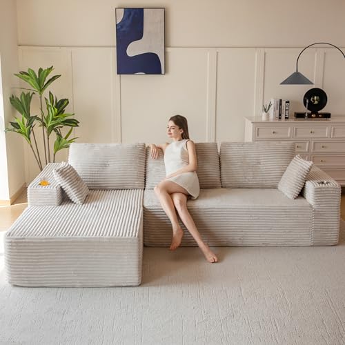 110" Modular Sectional Couch with L-Shape Chaise Black E8863
