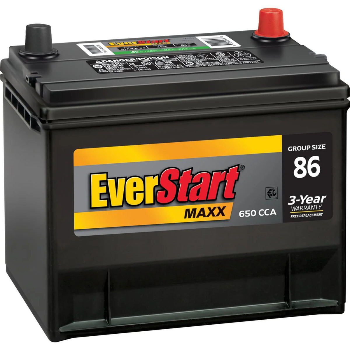 Lead Acid Automotive Battery, Group Size 86 12 Volt, 630 CCA Z7287