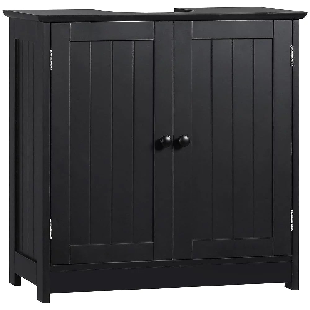 Black Under Sink Bathroom Cabinet with Shelf B406