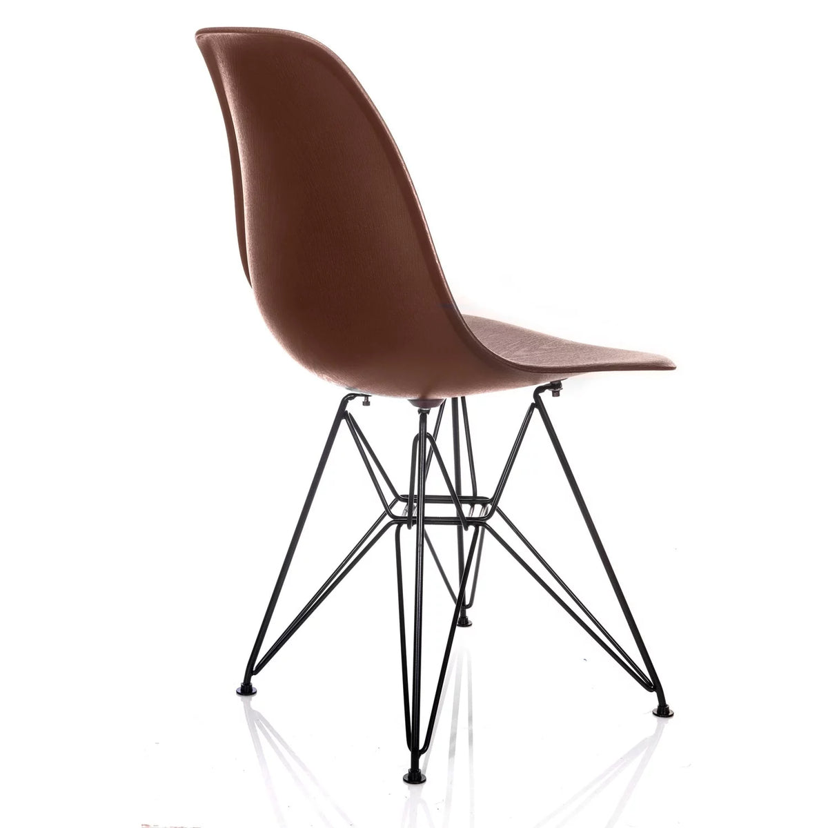Brown Wood Grain Dining Accent Side Chair with Black Steel Leg K28373