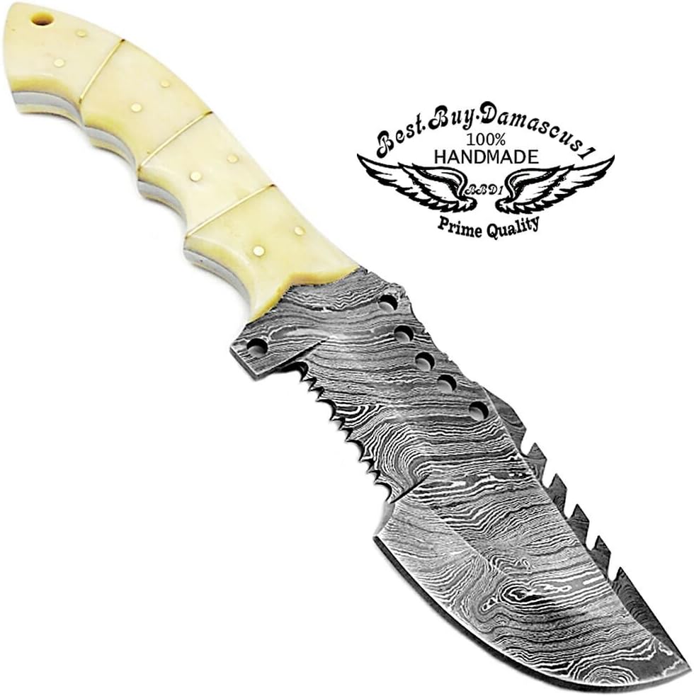 Camel Bone 9.5'' Fixed Blade Damascus Steel Hunting Knife G191