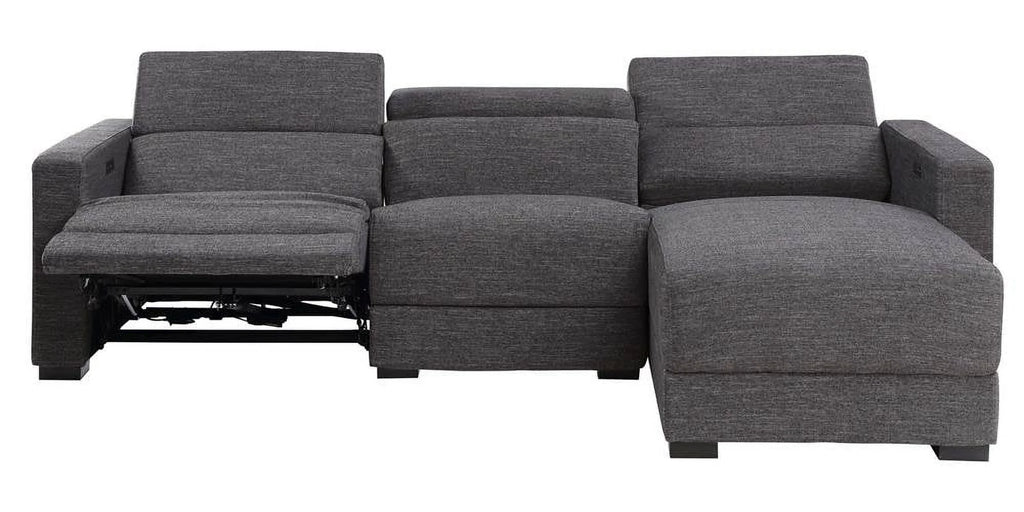 Dark Gray Polyester Fabric Power Reclining Sectional L2156