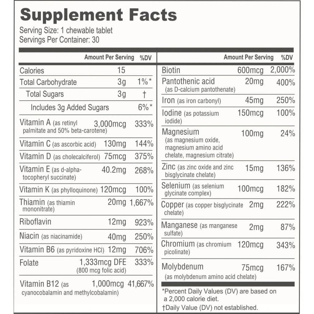 Chewable Bariatric Multivitamin with Iron and Calcium Citrate T73180