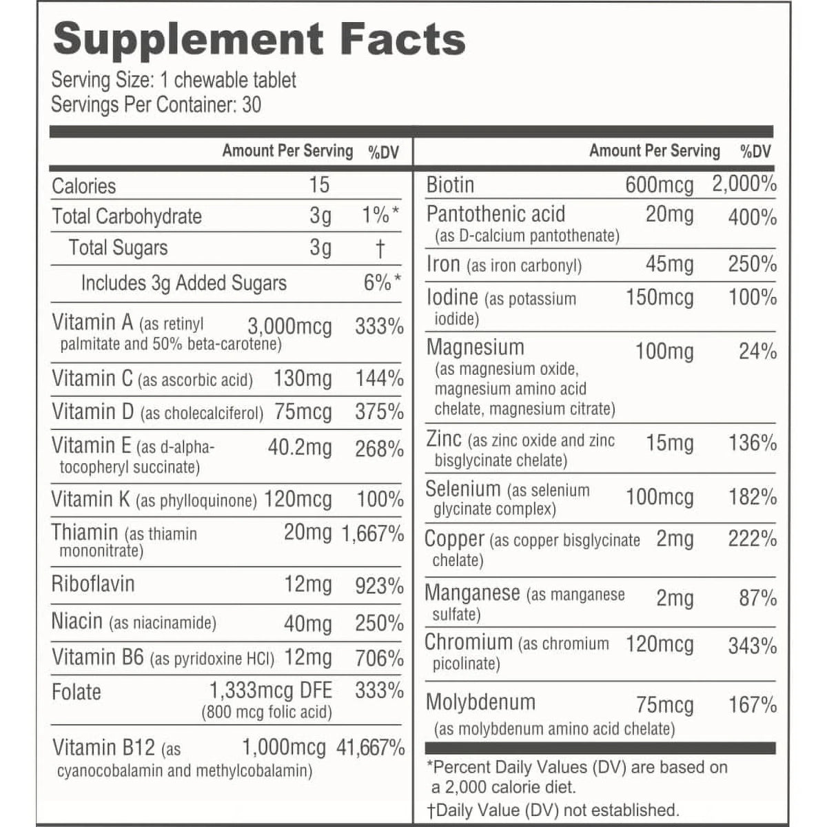 Chewable Bariatric Multivitamin with Iron and Calcium Citrate T73180