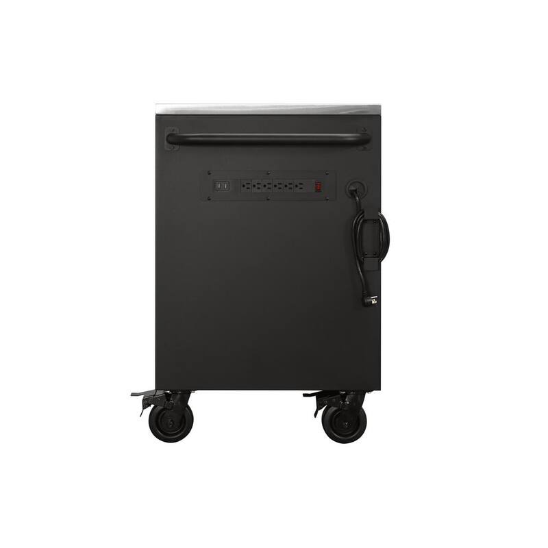 84 in. Heavy Duty Matte Black Mobile Workbench Tool Chest with Stainless Steel Work Top Z434