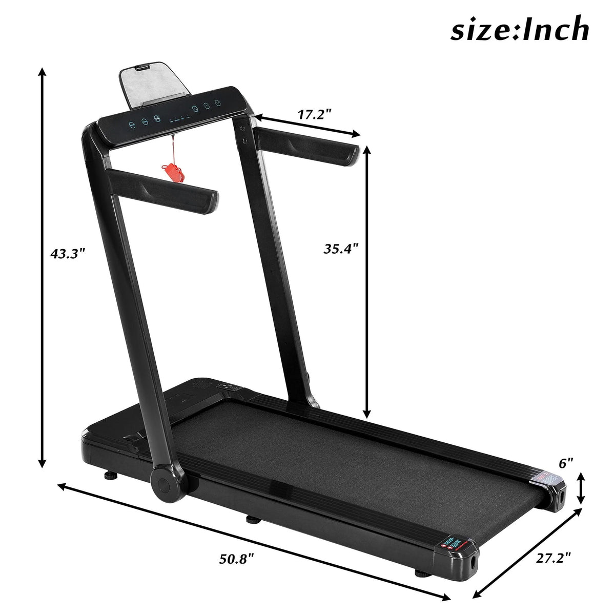 2 in1 Folding Treadmill 300 lb Capacity 8 mph Black F147