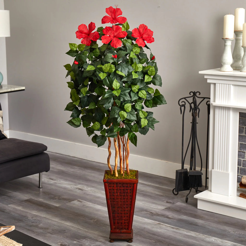 5' Hibiscus Artificial Tree with Planter G515798