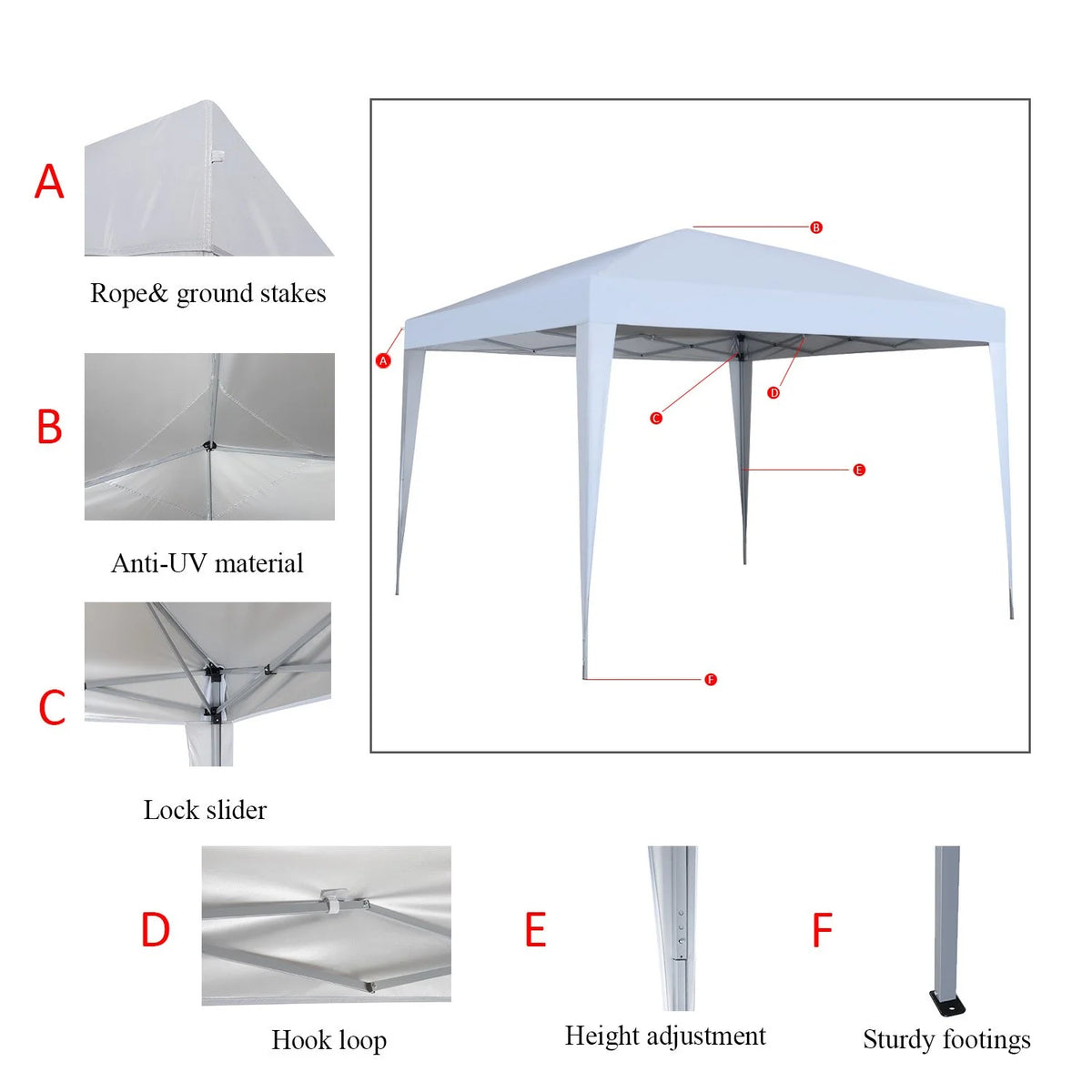 3 x 3m Four Sides Waterproof Tent White F2584