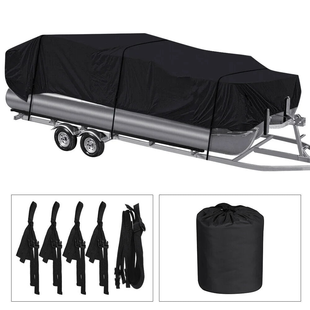 Blue And Black Pontoon Boat Cover M1063
