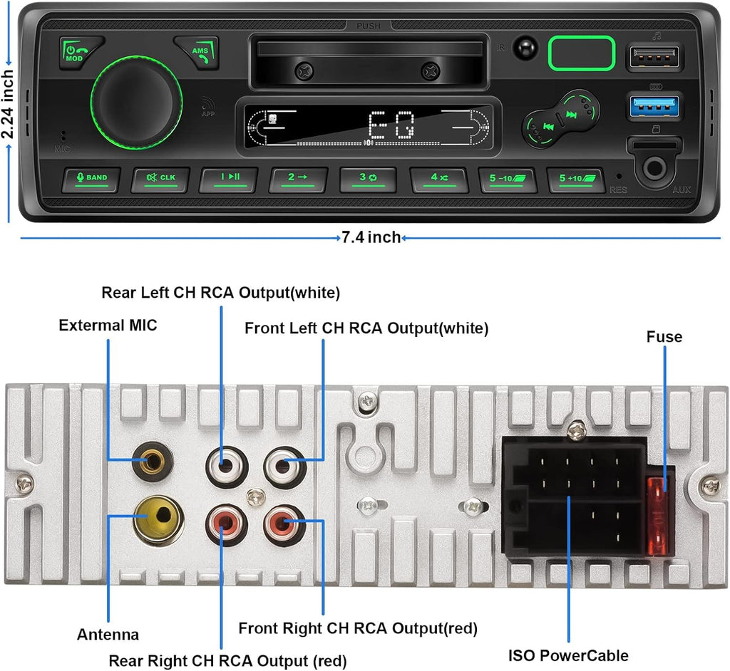 Single Din Car Stereo with Bluetooth MP3 Player, Pack of 2 E5006