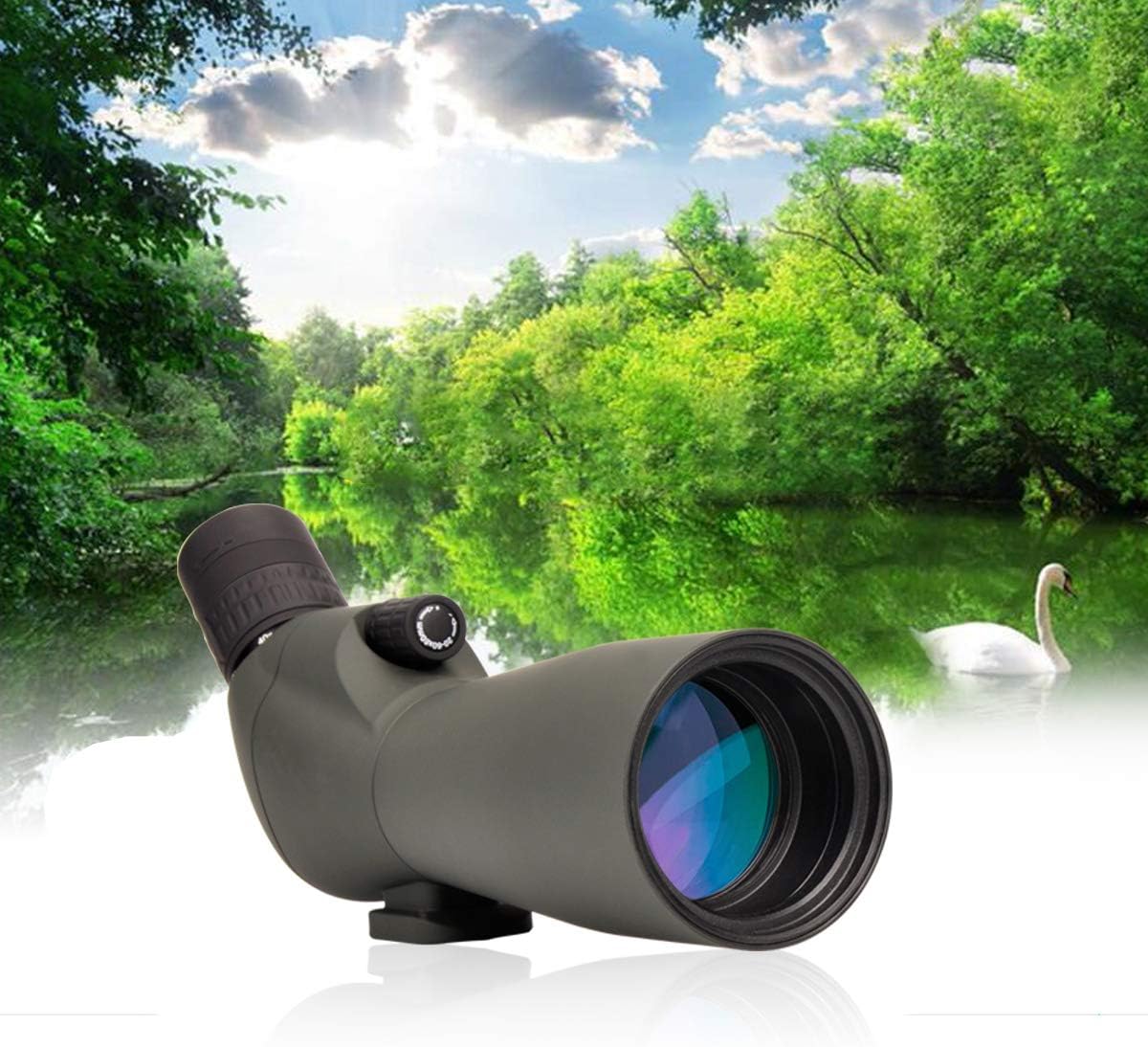 20-60x60 HD Spotting Scope BAK4 45 Degree Angled Eyepiece Telescope with Tripod, Carrying Bag Y634465