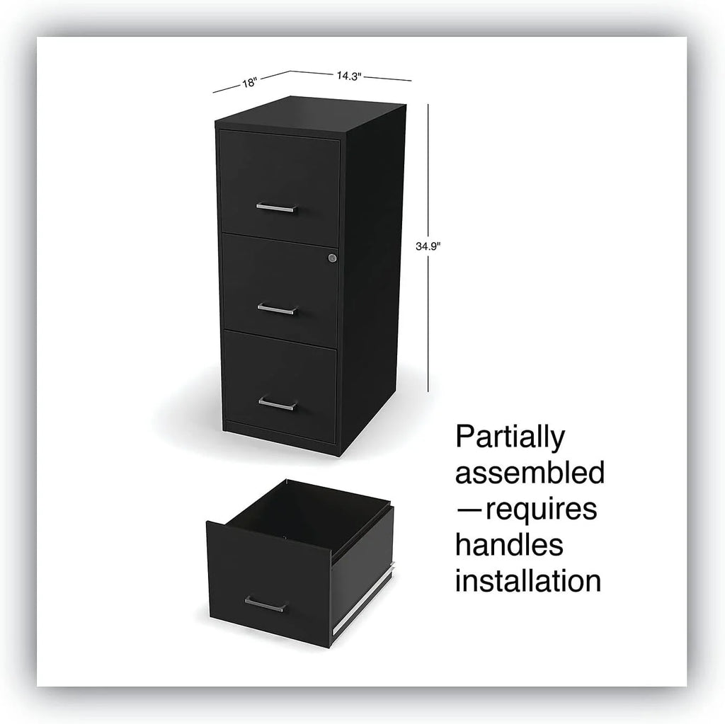 Vertical File Cabinet 3 Drawer Letter Black K784