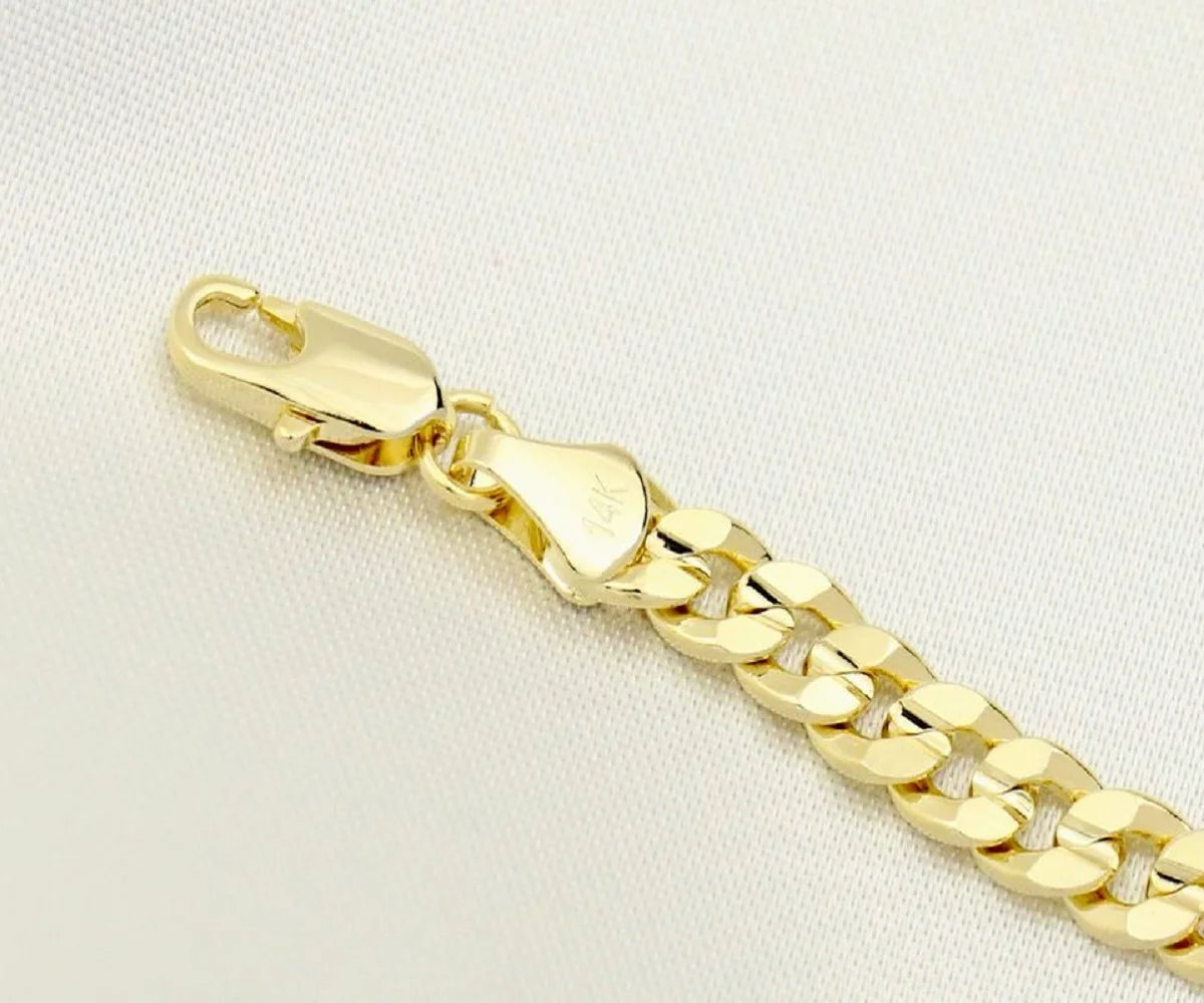 14K Bonded Gold Cuban Chain Necklace with Rose Cross Charm Y111657