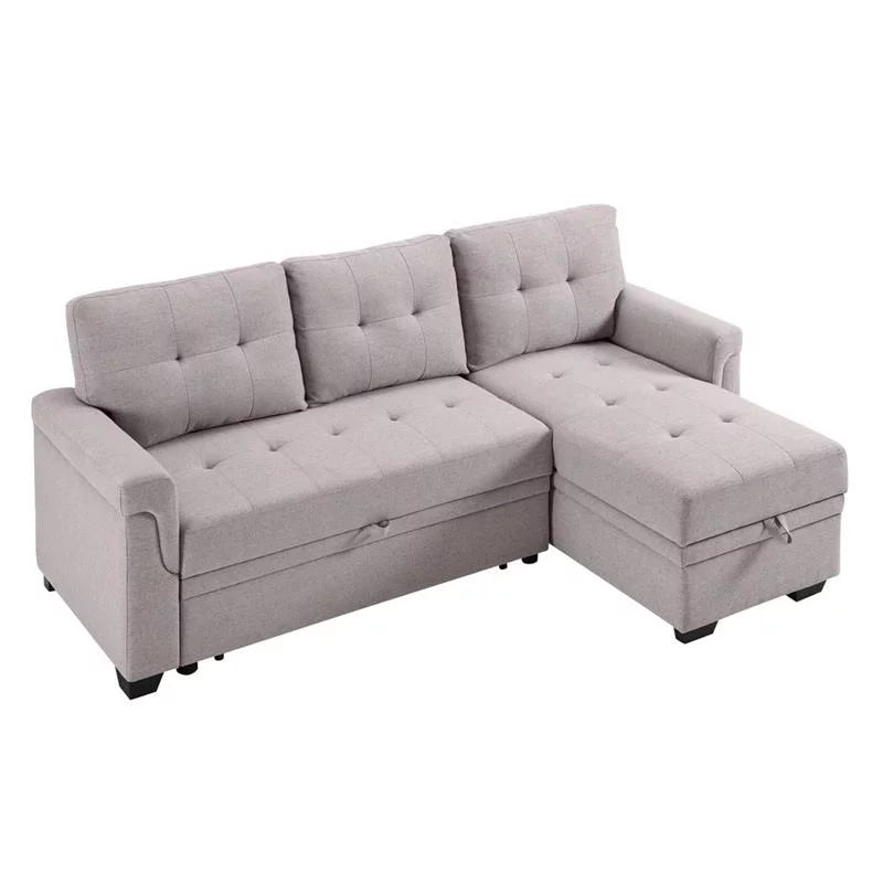 Light Gray Linen Reversible Sleeper Sofa D33867